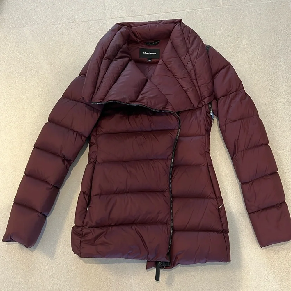 Mackage Convertible Down Coat With Leather Trim! - Picture 2 of 11